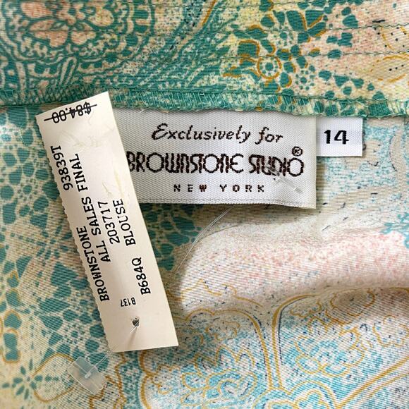 90s BROWNSTONE STUDIO Vintage Paisley Mixed Media Button Up - Picture 5 of 13